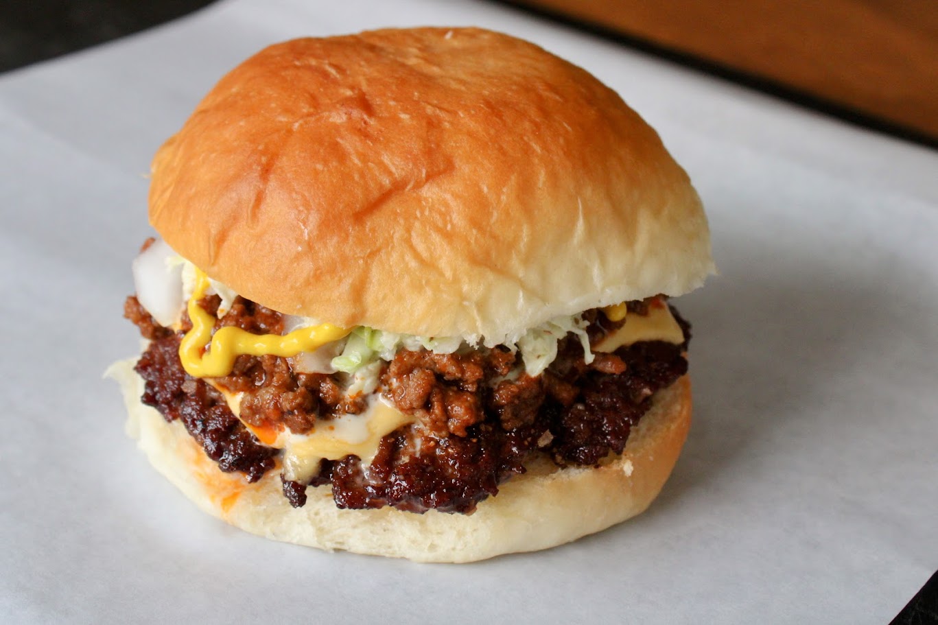 Carolina-style cheeseburger (aka all-the-way burger)