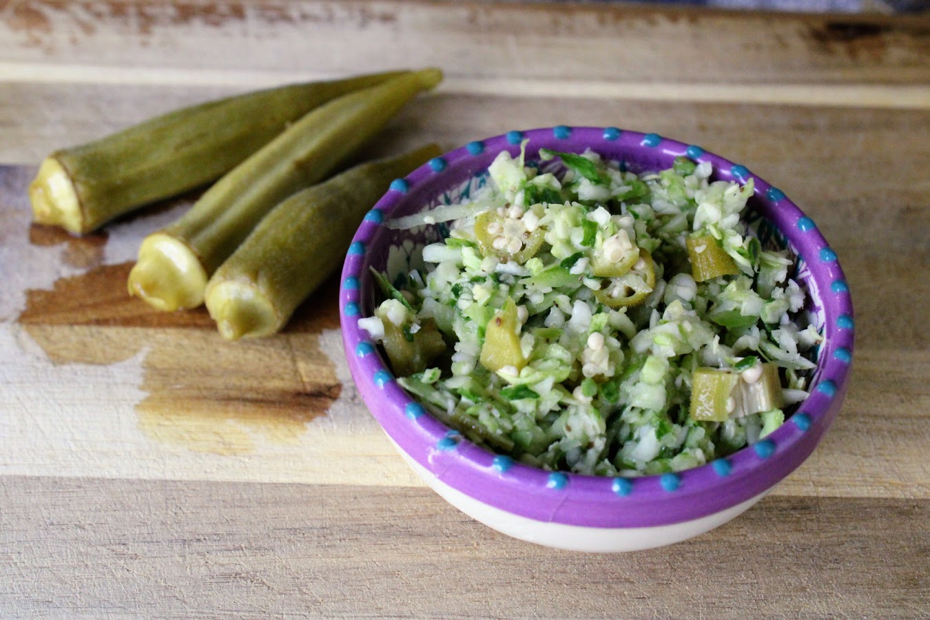 Pickled okra slaw