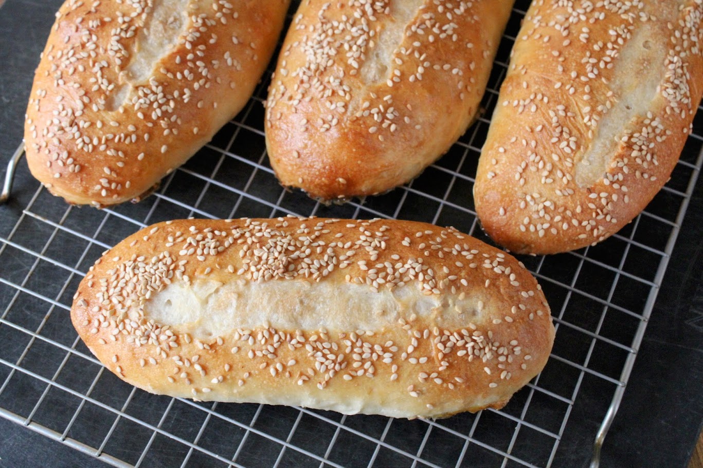 Seasame seeded 7-inch sandwich rolls