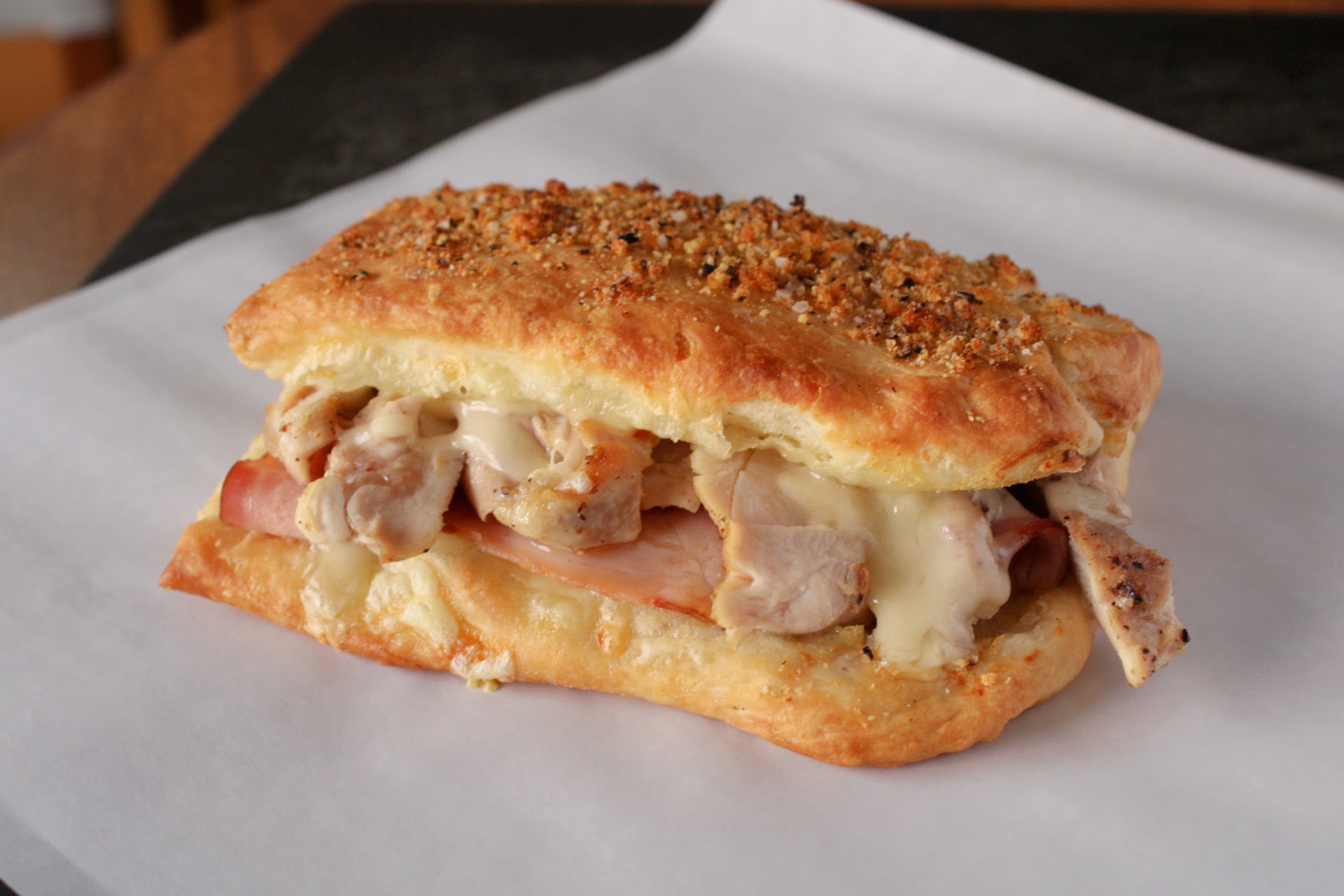 Flaky cordon bleu puff crust sandwich