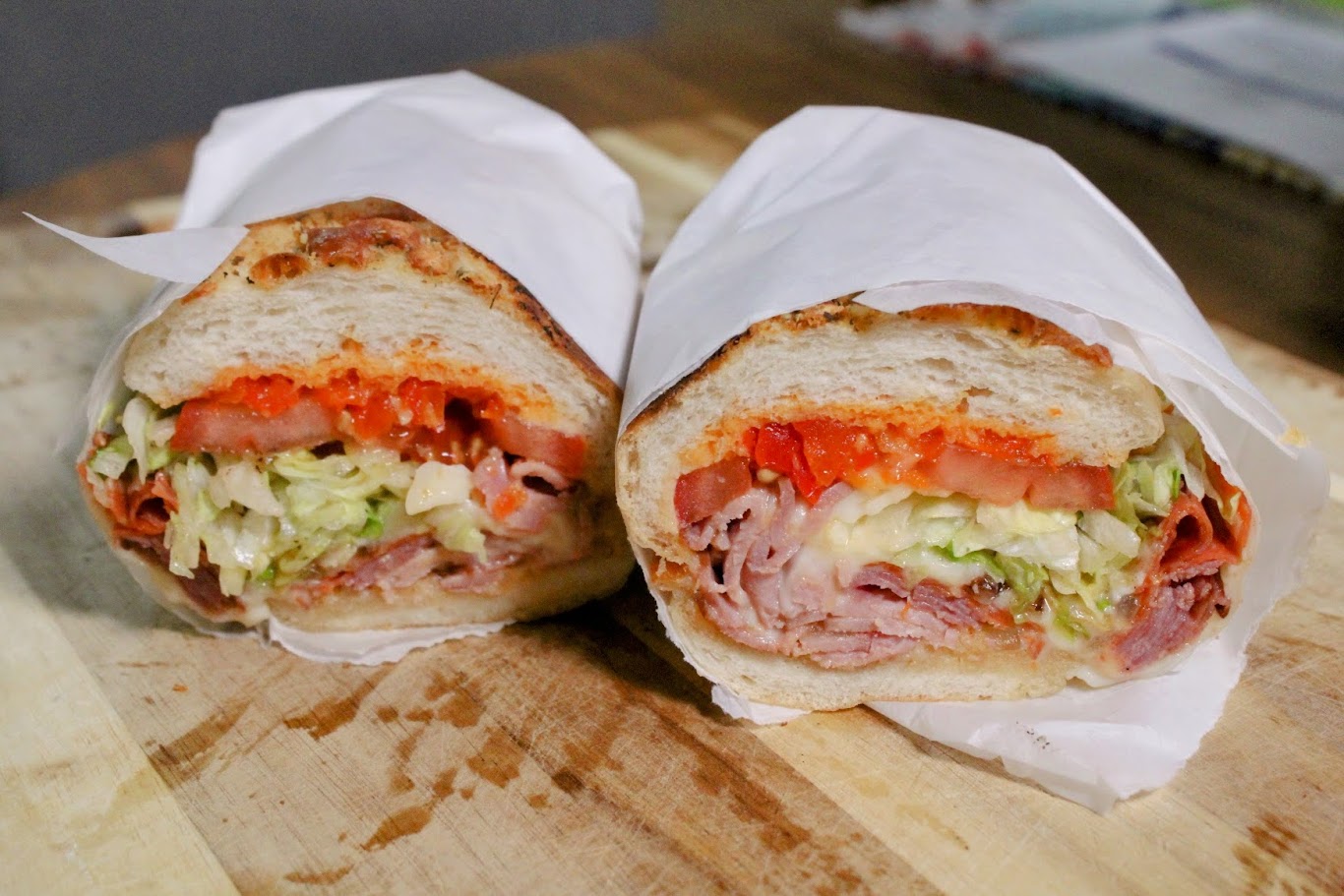 Hot Italian sub with chipotle mayo and red pepper relish (Jersey Mike's copycat)