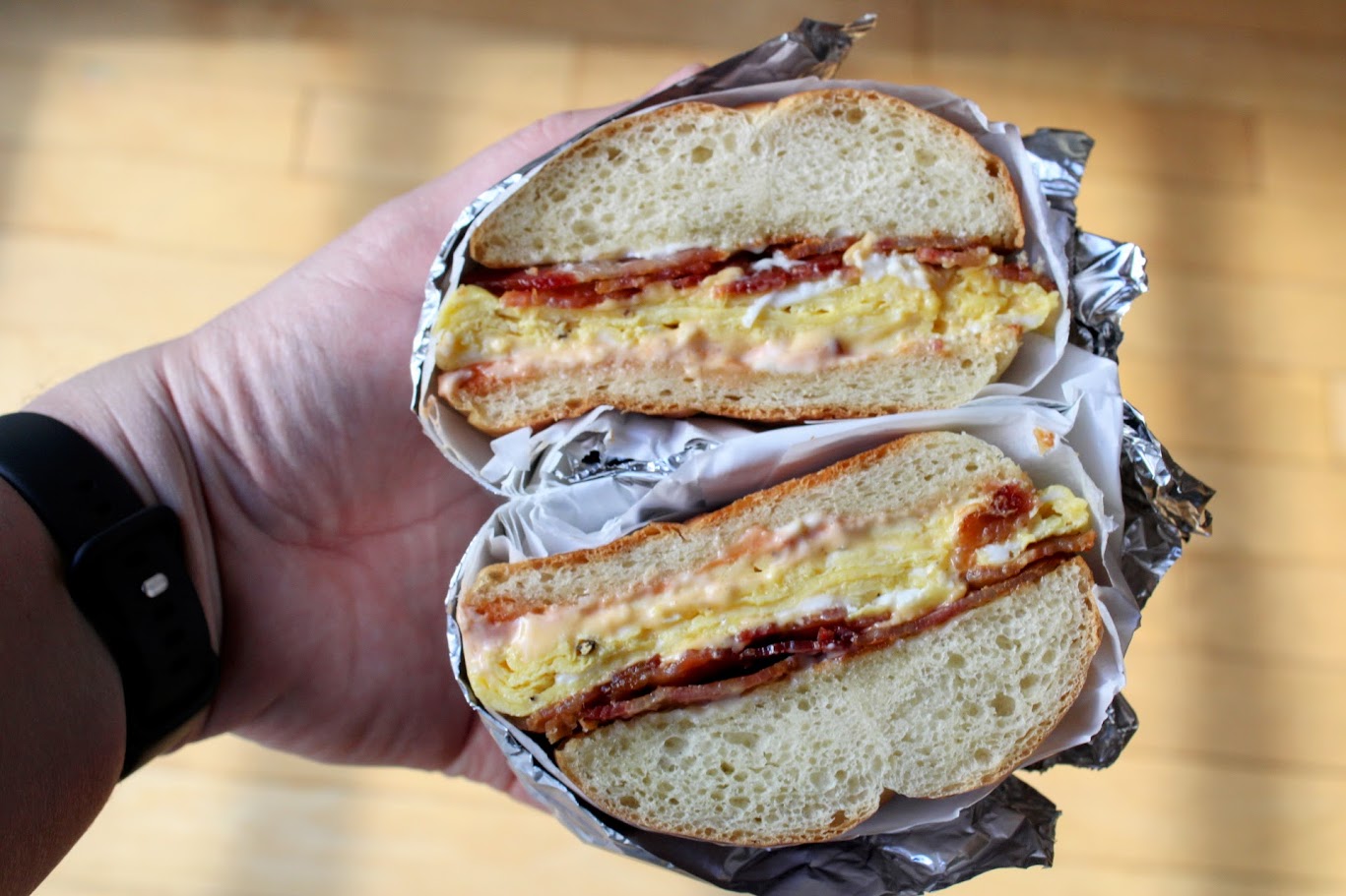 New York-style bacon, egg, and cheese