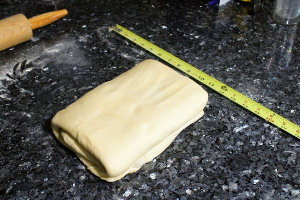 dough folded over on itself like a brochure.